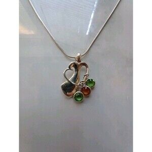 Carolyn Relios Pollack Mother With Heart 3 Charm Pendant & Sterling Silver Chain